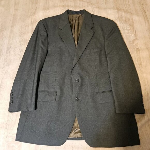CHAPS Ralph Lauren Blazer Men's 44R Plaid Brown Gray Wool Sports Coat - Picture 1 of 8